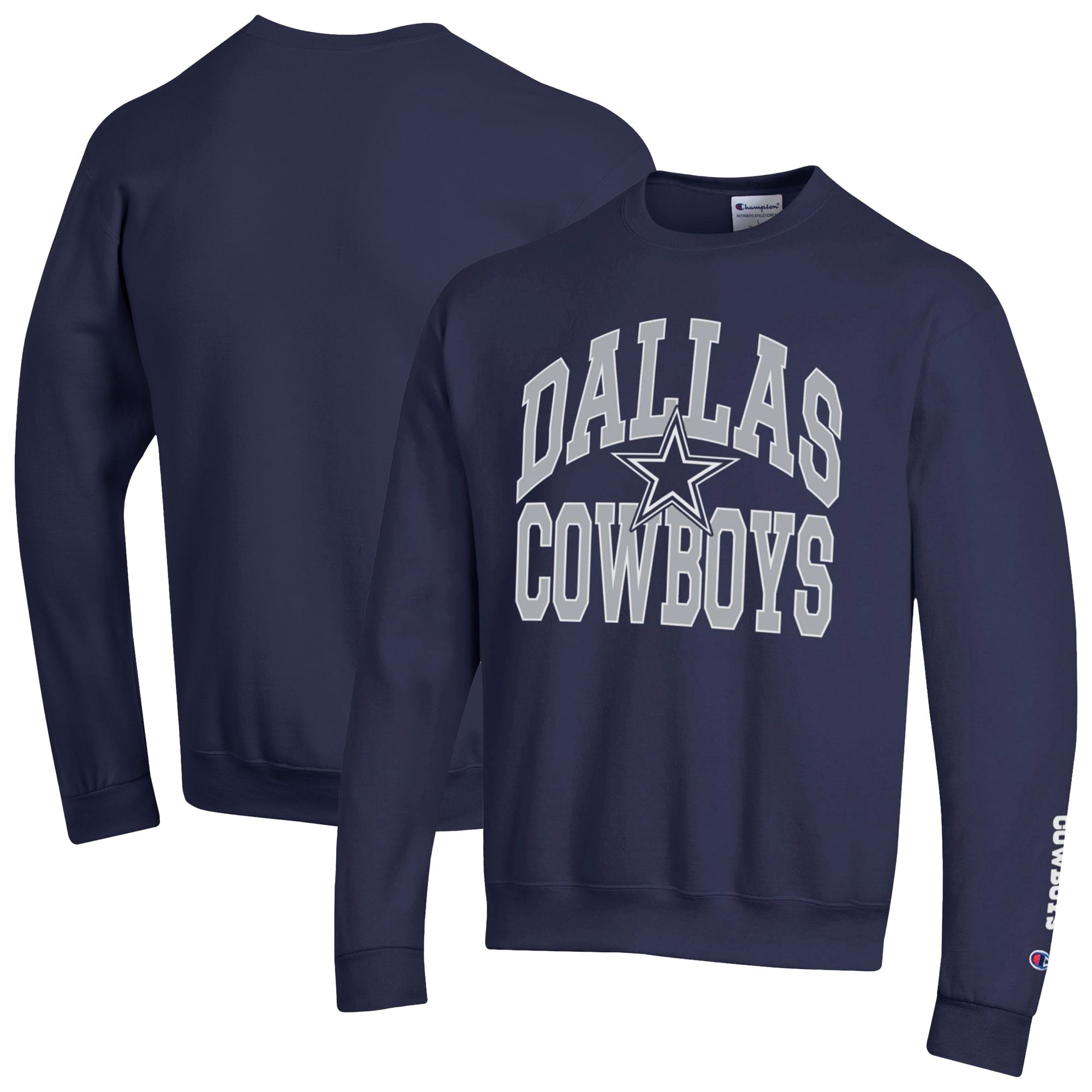 Men's Champion Navy Dallas Cowboys Powerblend Fleece Sweatshirt