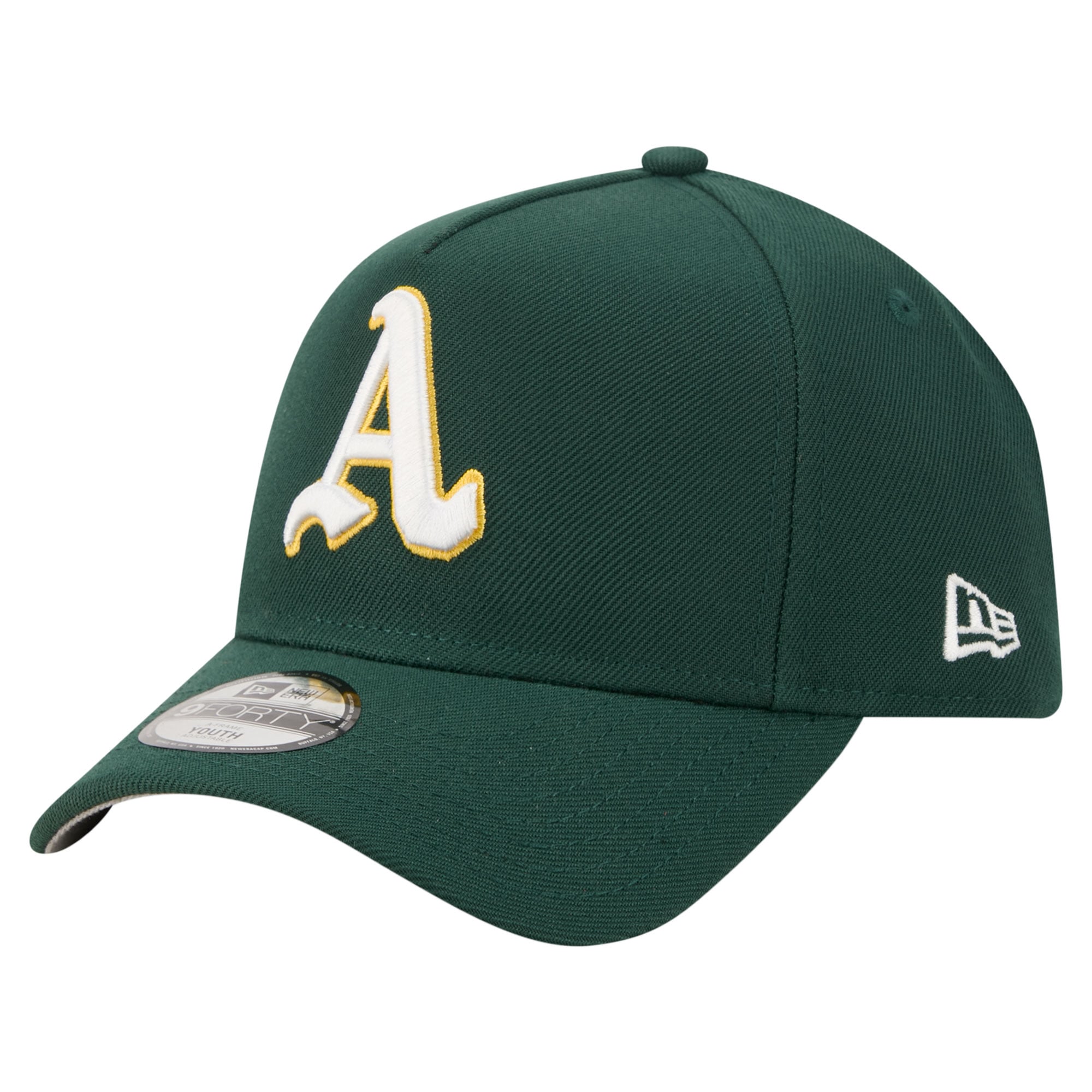 Youth New Era  Green Athletics Cooperstown Logo 9FORTY A-Frame Adjustable Hat A-Frame Adjustable Hat