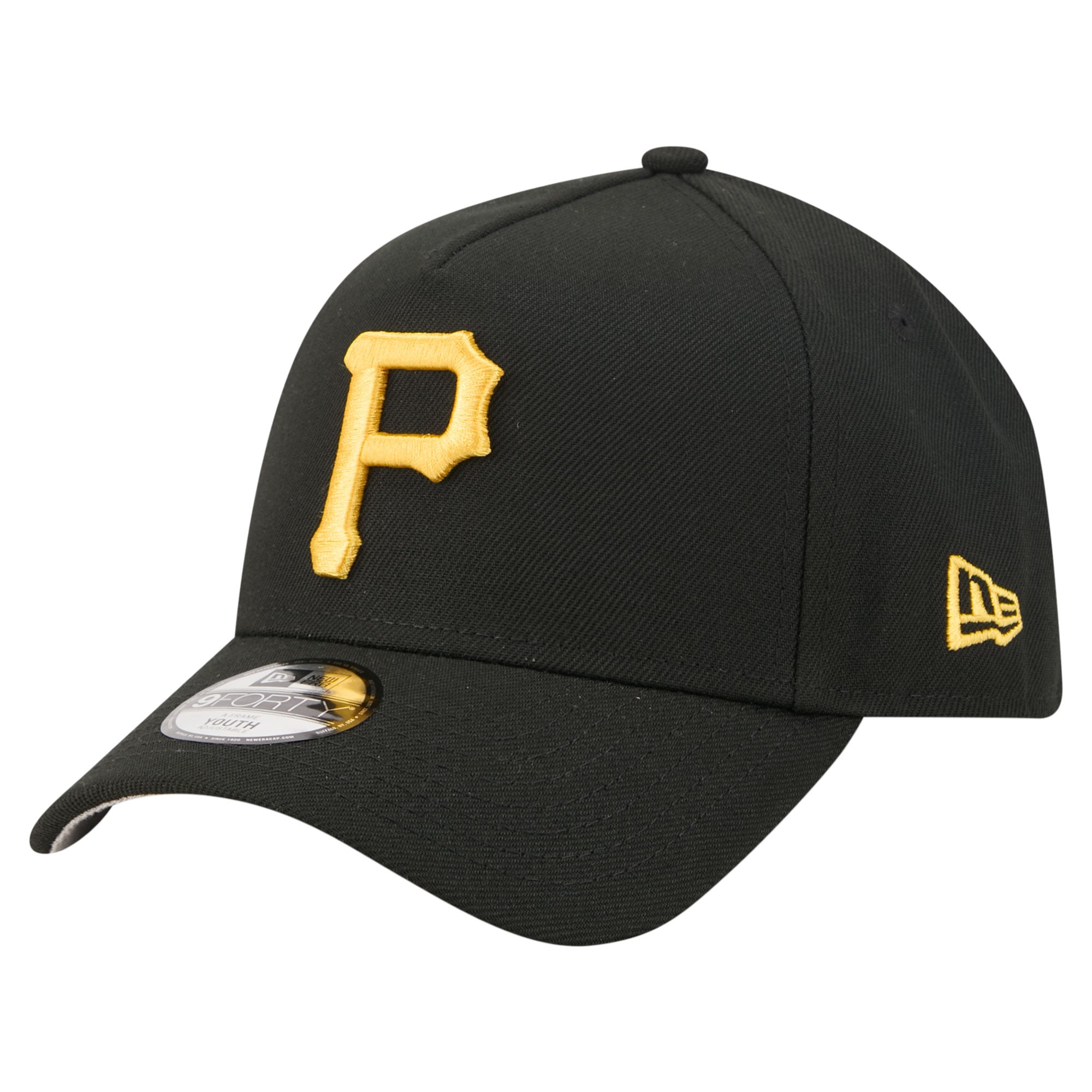 Youth New Era Black Pittsburgh Pirates Cooperstown Logo 9FORTY A-Frame Adjustable Hat