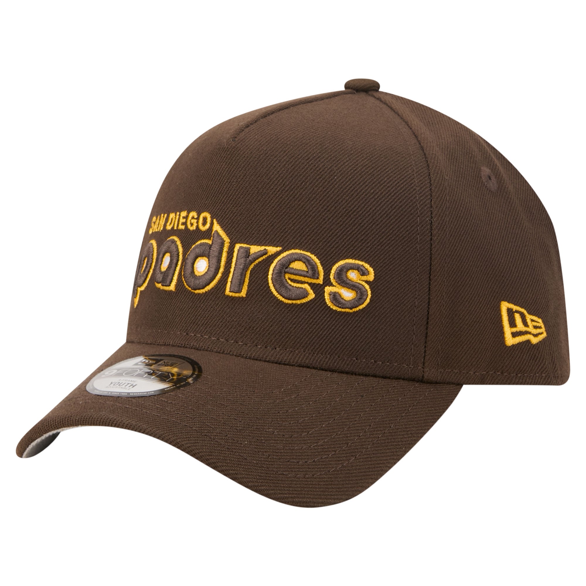 Youth New Era Brown San Diego Padres Cooperstown Logo 9FORTY A-Frame Adjustable Hat