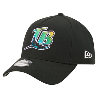 Youth New Era  Black Tampa Bay Rays Cooperstown Logo 9FORTY A-Frame Adjustable Hat
