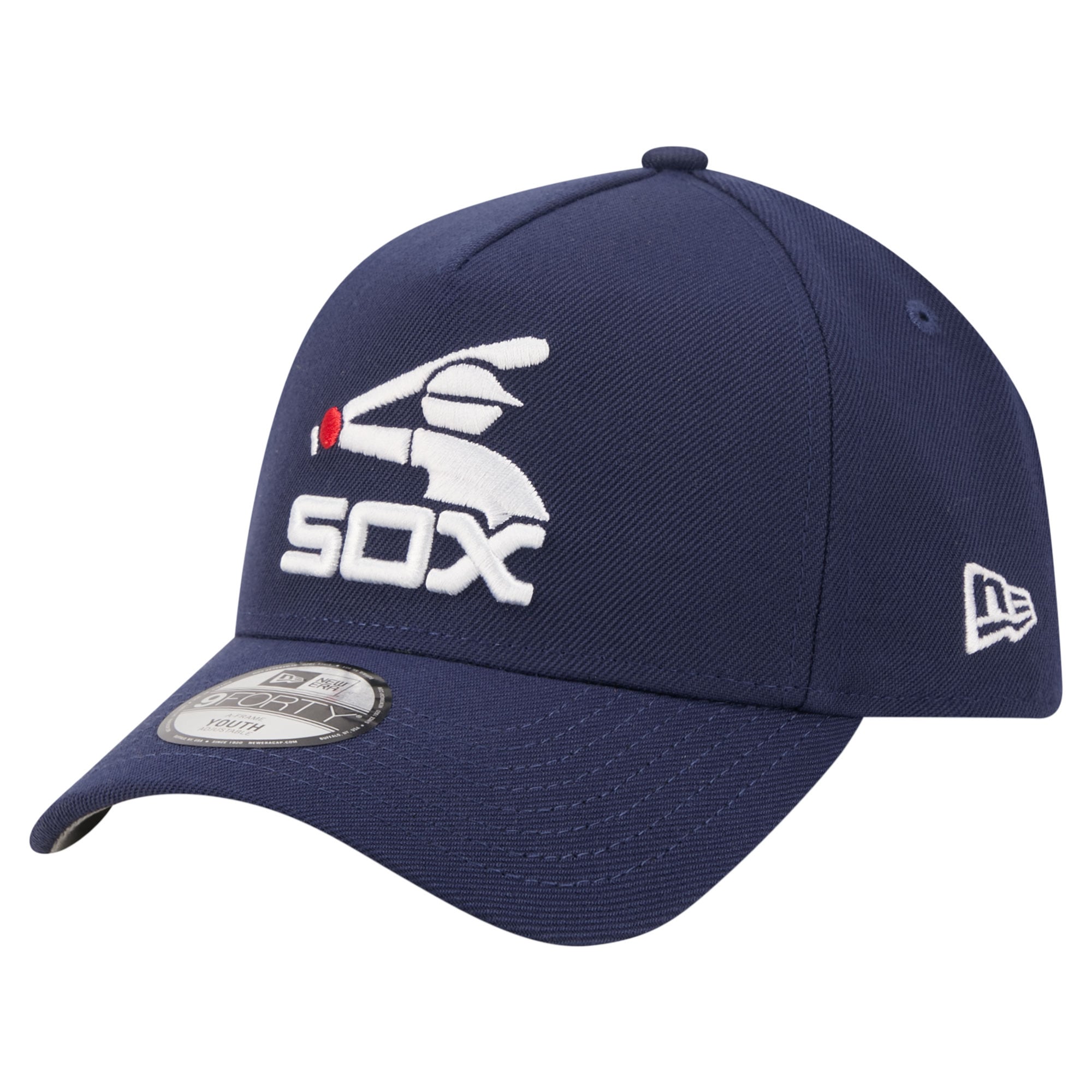 Youth New Era Navy Chicago White Sox Cooperstown Logo 9FORTY A-Frame Adjustable Hat