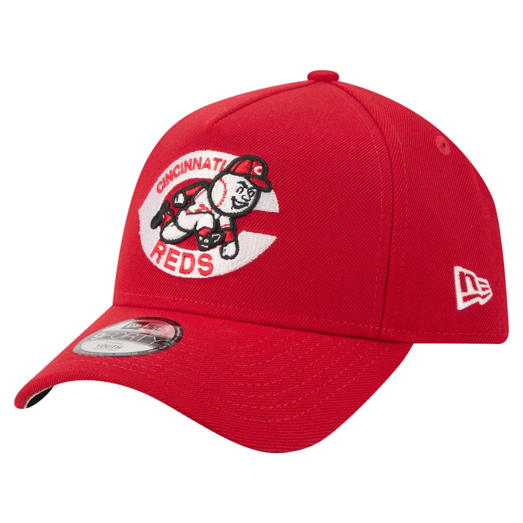Youth New Era  Red Cincinnati Reds Cooperstown Logo 9FORTY A-Frame Adjustable Hat