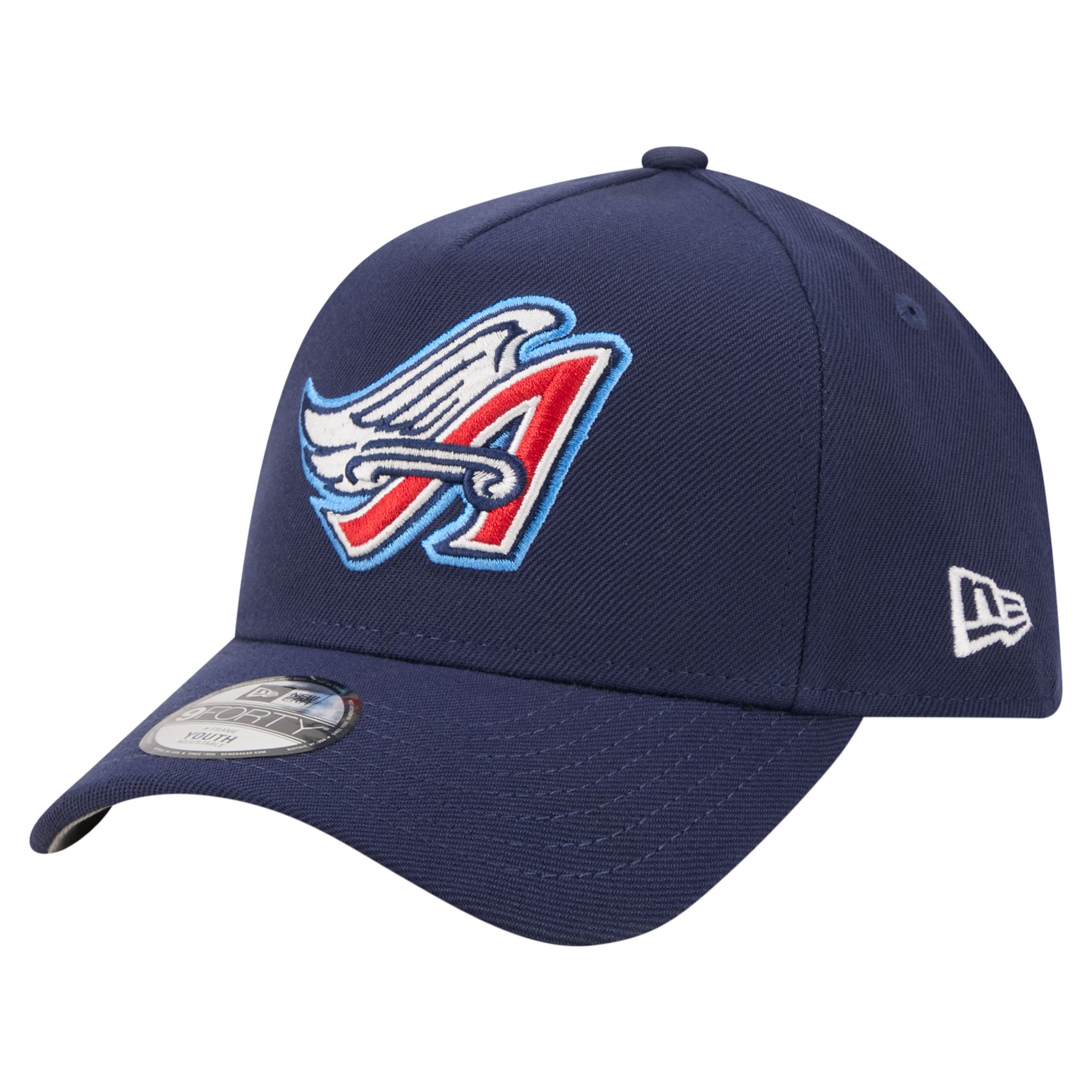 Youth New Era  Navy California Angels Cooperstown Logo 9FORTY A-Frame Adjustable Hat