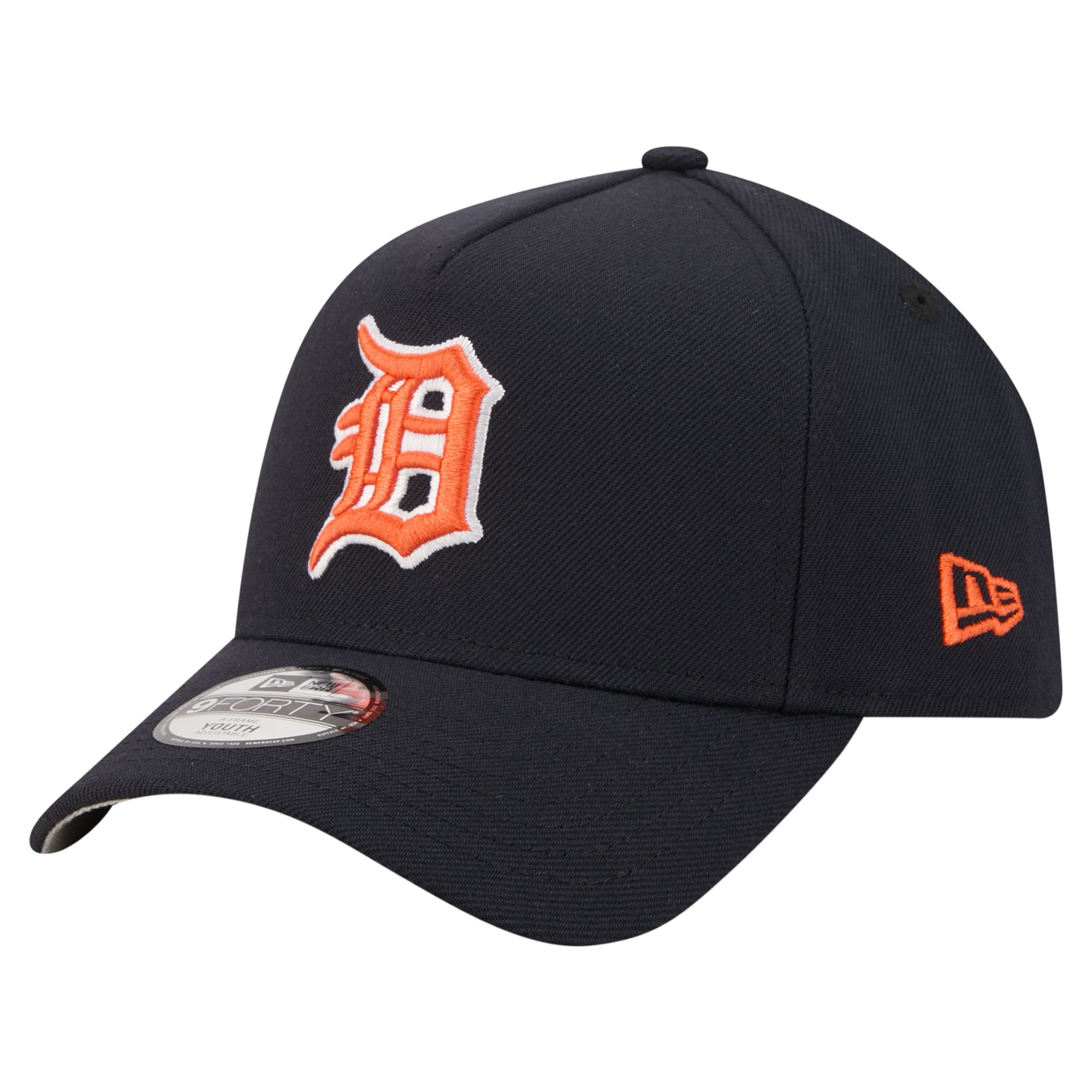 Youth New Era Navy Detroit Tigers Cooperstown Logo 9FORTY A-Frame Adjustable Hat