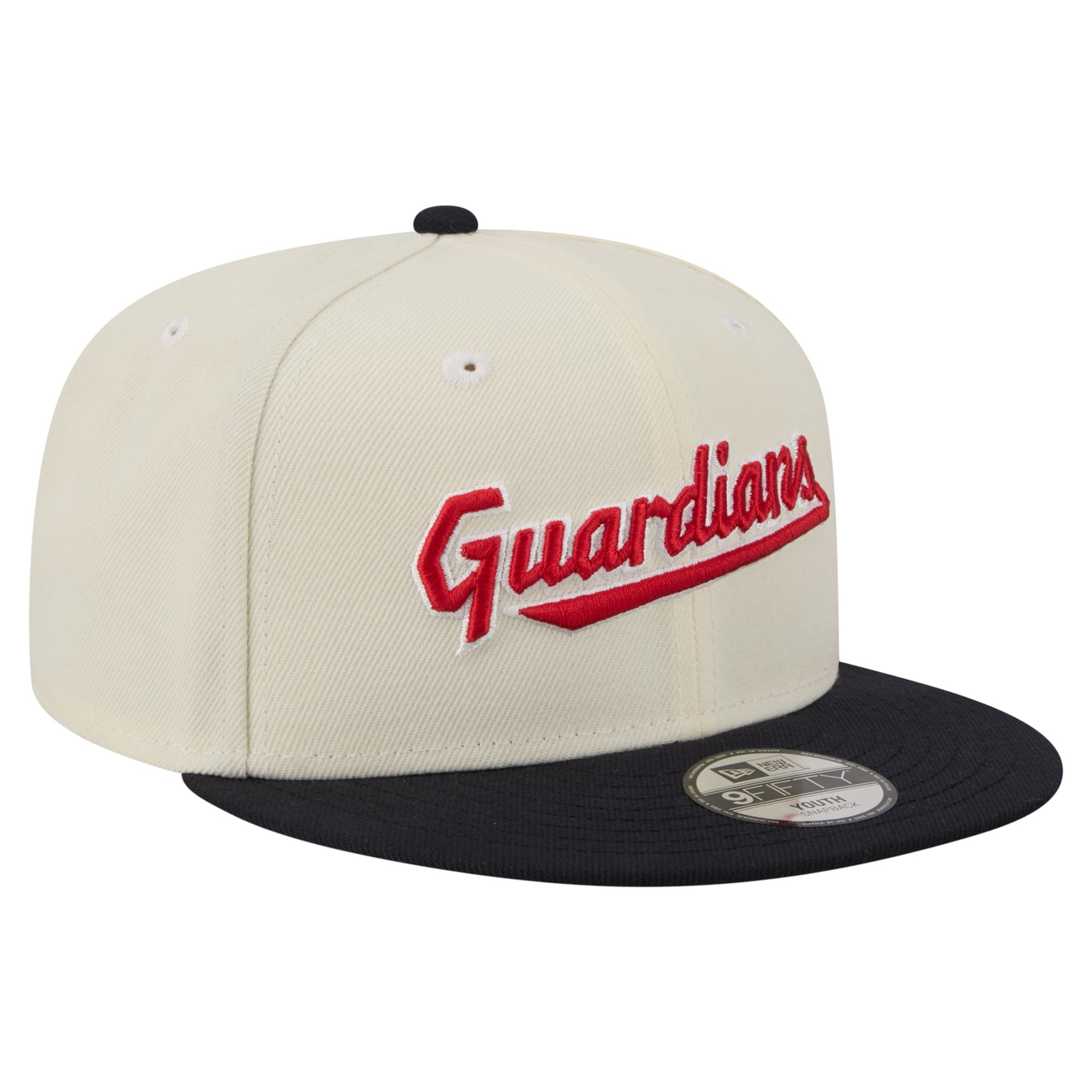 Youth New Era White Cleveland Guardians Two-Tone 9FIFTY Snapback Hat
