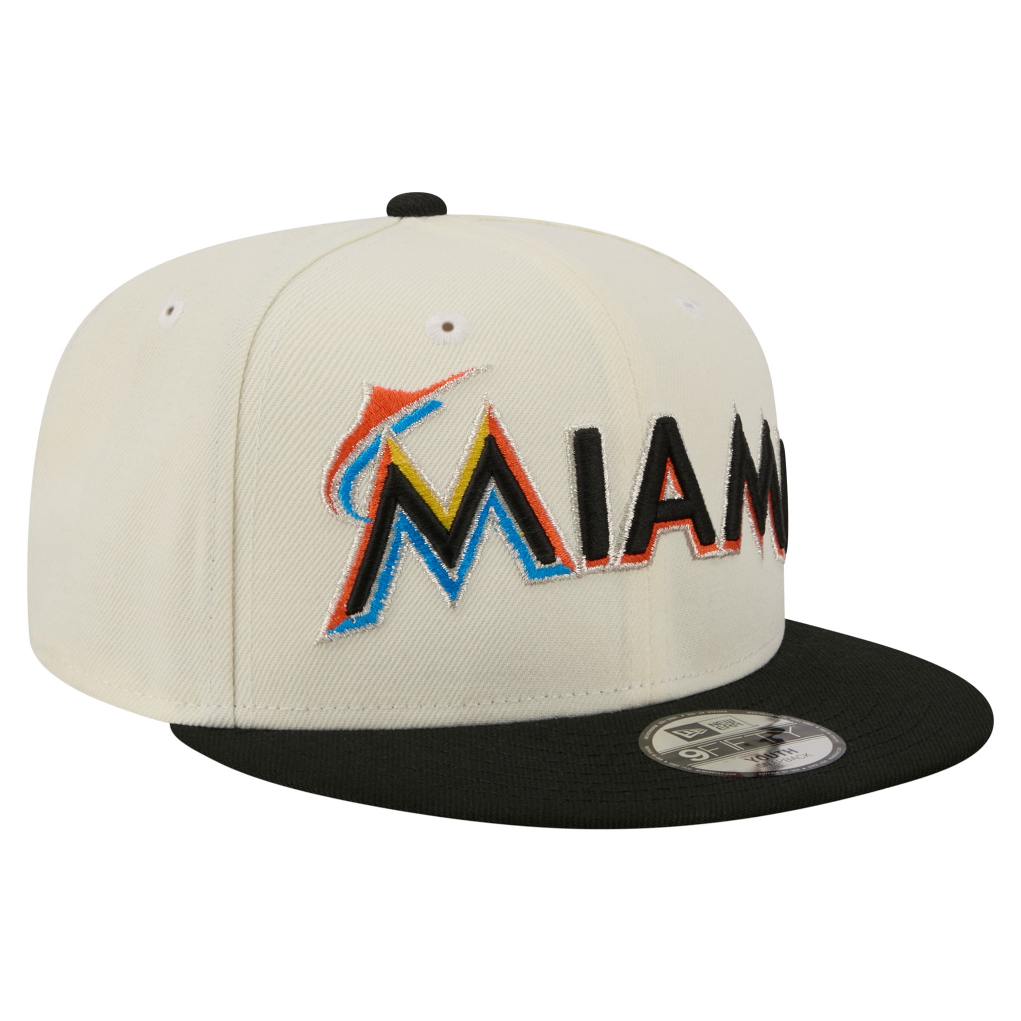 Youth New Era White Miami Marlins Two-Tone 9FIFTY Snapback Hat