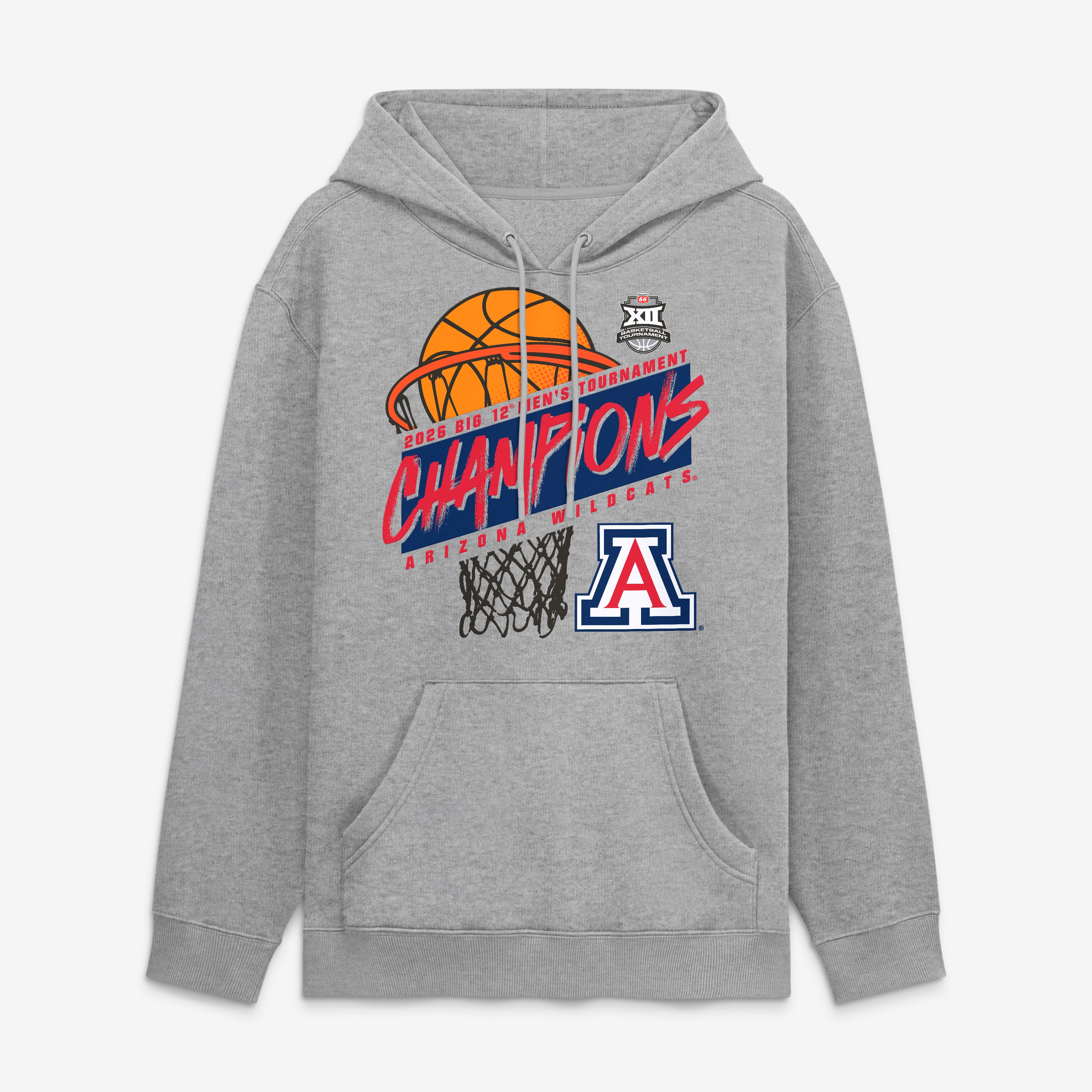 Men's  Gray Arizona Wildcats 2026 Big 12 Men's Basketball Tournament Champions Hoodie