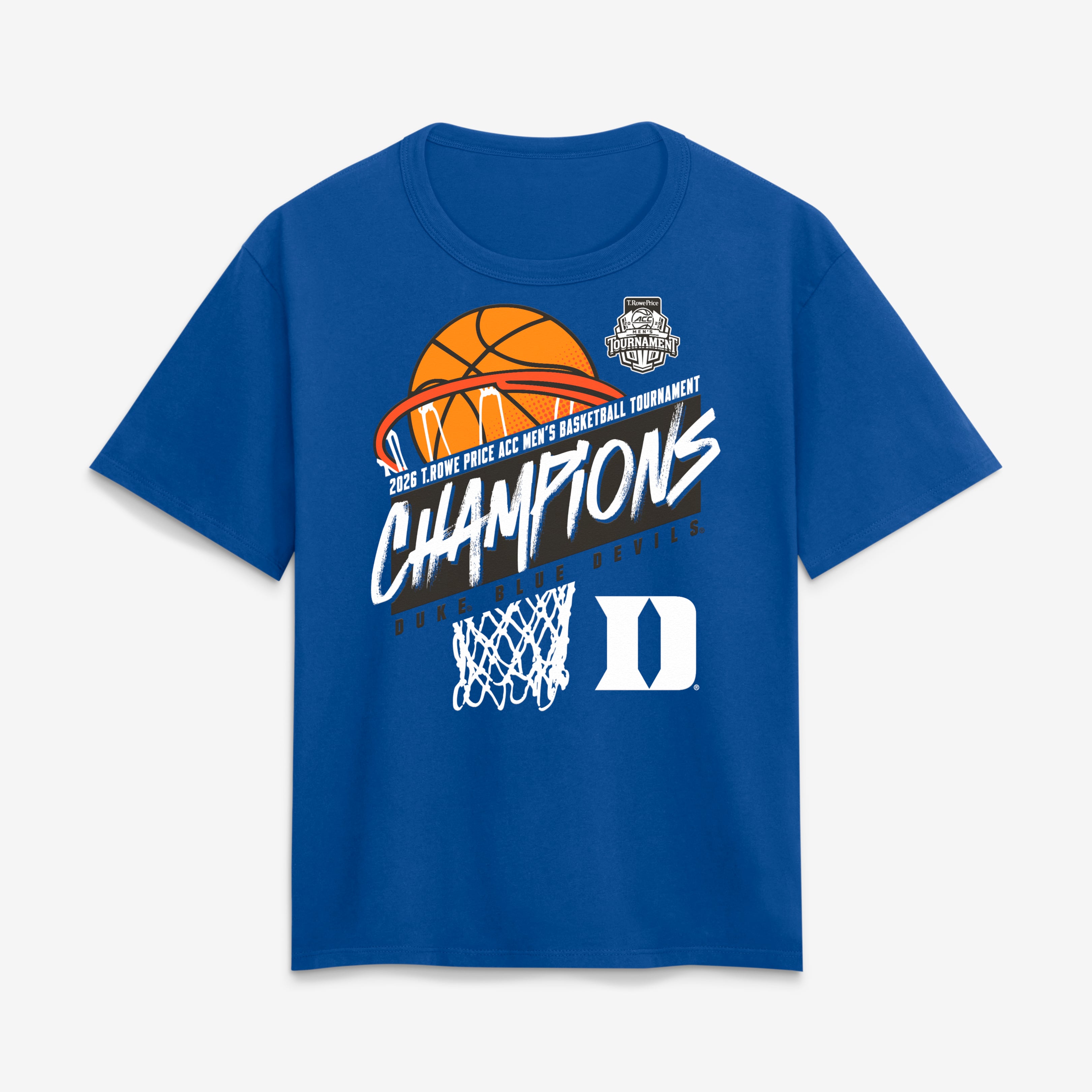 Women's Royal Duke Blue Devils 2026 ACC Men's Basketball Tournament Champions T-Shirt