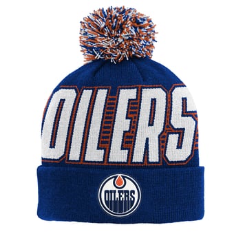 Youth Outerstuff Royal Edmonton Oilers Cuffed Knit Hat with Pom