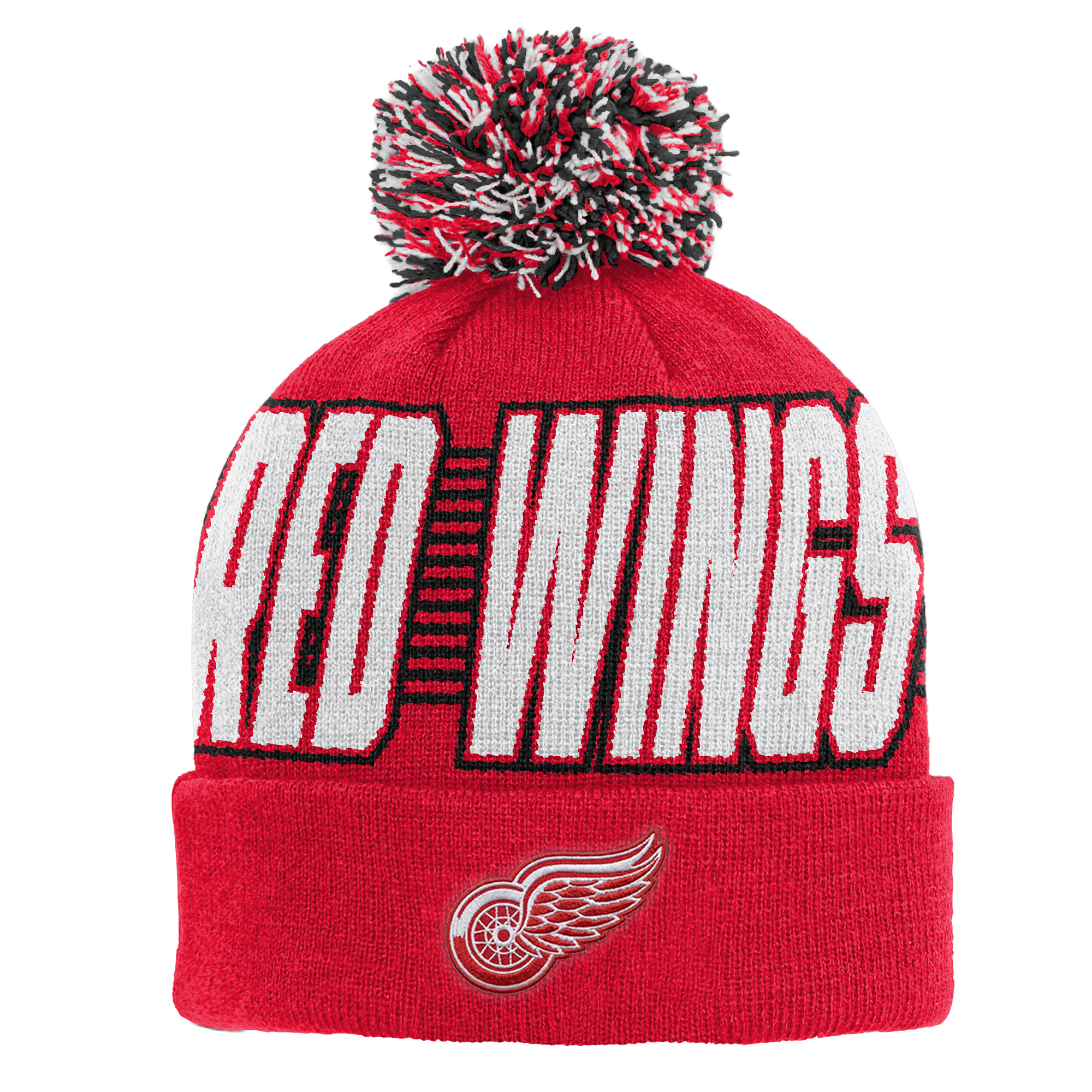 Youth Outerstuff Red Detroit Red Wings Cuffed Knit Hat with Pom