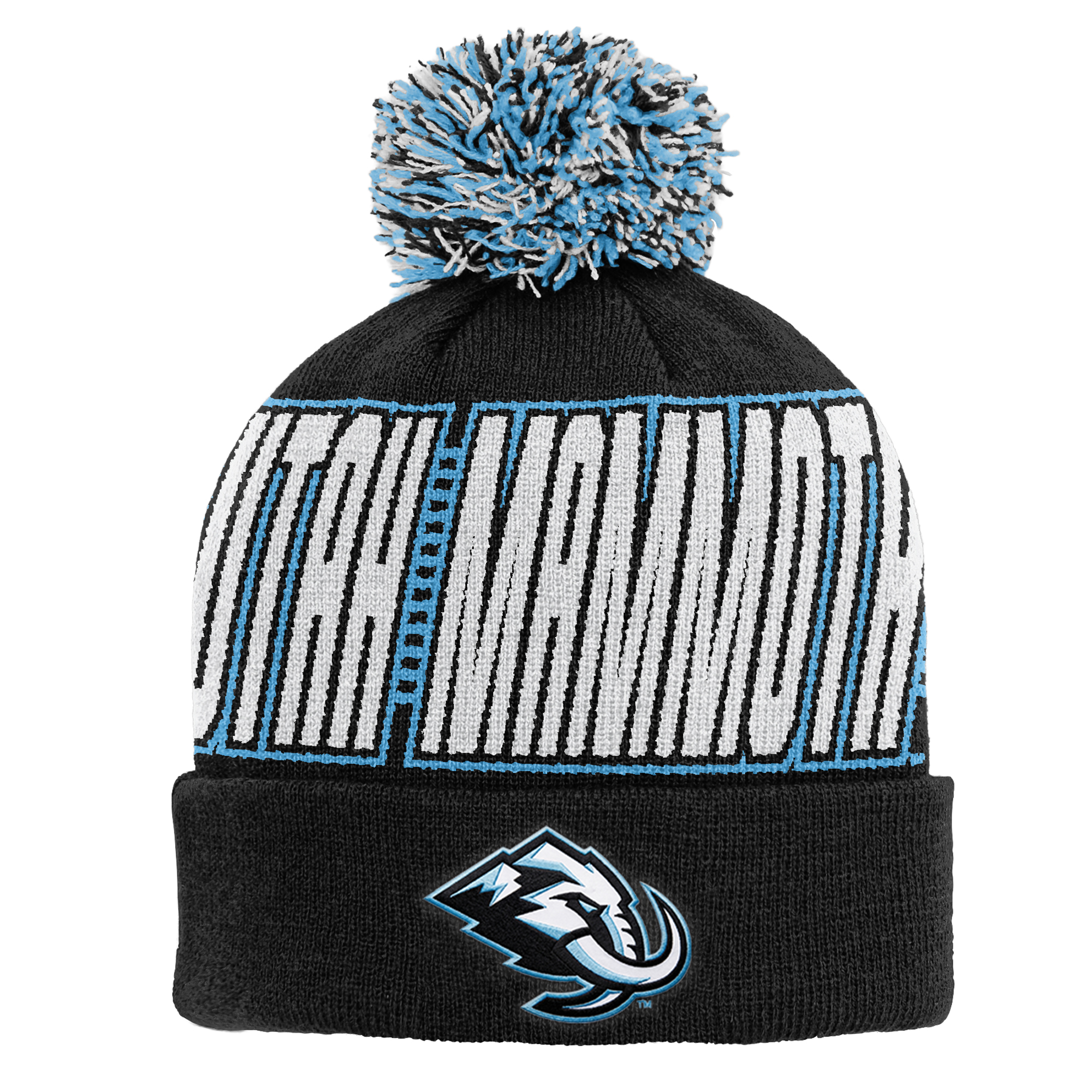 Youth Outerstuff Black Utah Mammoth Cuffed Knit Hat with Pom