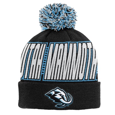 Youth Outerstuff Black Utah Mammoth Cuffed Knit Hat with Pom