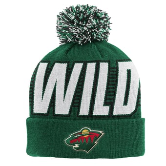 Youth Outerstuff Green Minnesota Wild Cuffed Knit Hat with Pom