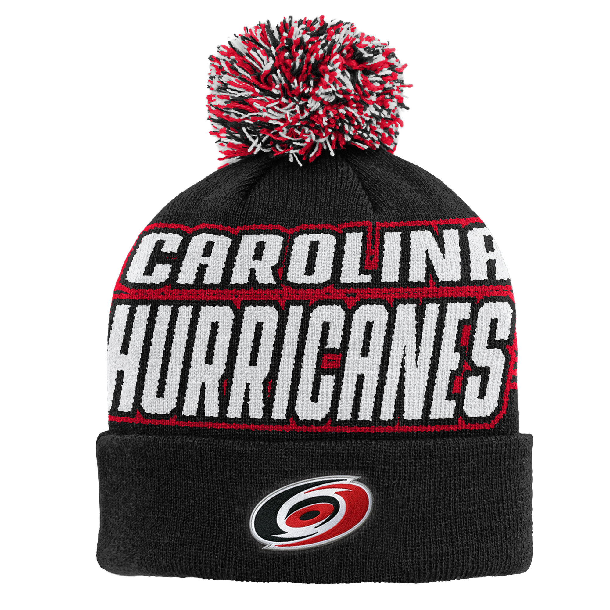 Youth Outerstuff Black Carolina Hurricanes Cuffed Knit Hat with Pom