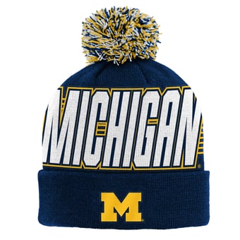 Youth Outerstuff Navy Michigan Wolverines Cuffed Knit Hat with Pom