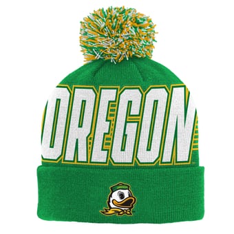 Youth Outerstuff Green Oregon Ducks Cuffed Knit Hat with Pom