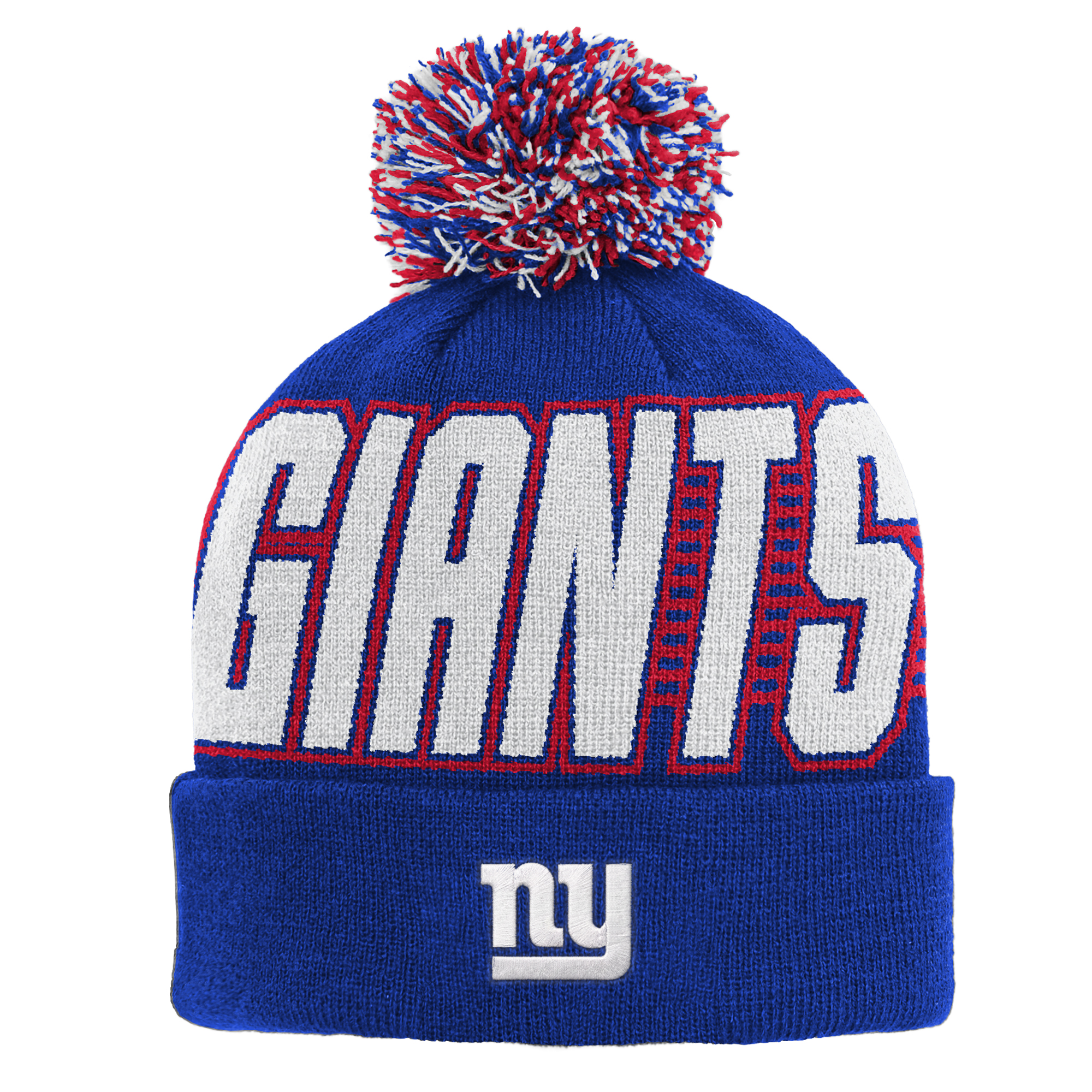 Youth Outerstuff Royal New York Giants Cuffed Knit Hat with Pom