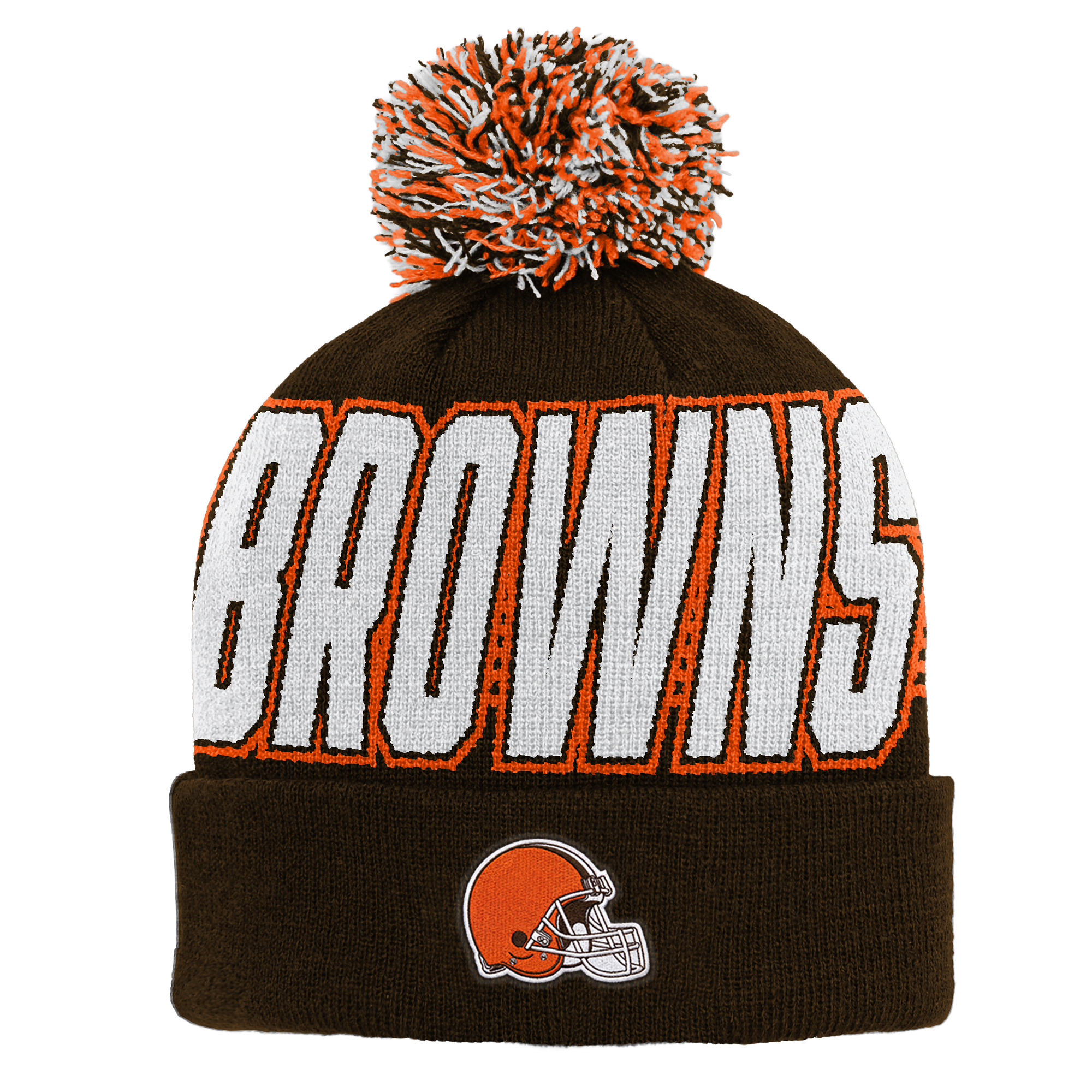 Youth Outerstuff Brown Cleveland Browns Cuffed Knit Hat with Pom
