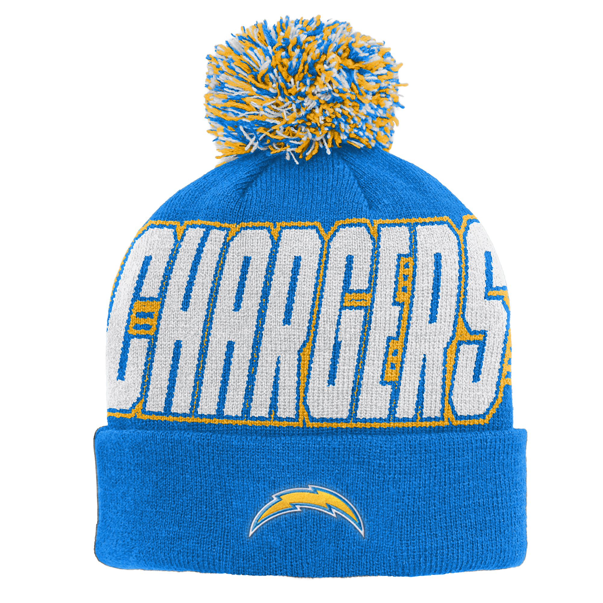 Youth Outerstuff Powder Blue Los Angeles Chargers Cuffed Knit Hat with Pom