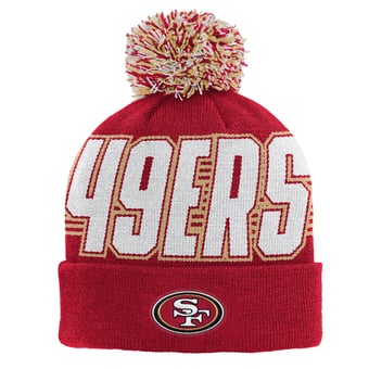 Youth Outerstuff Scarlet San Francisco 49ers Cuffed Knit Hat with Pom