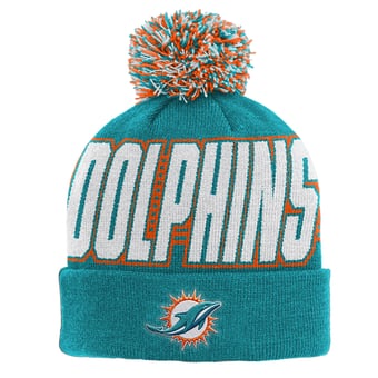 Youth Outerstuff Aqua Miami Dolphins Cuffed Knit Hat with Pom