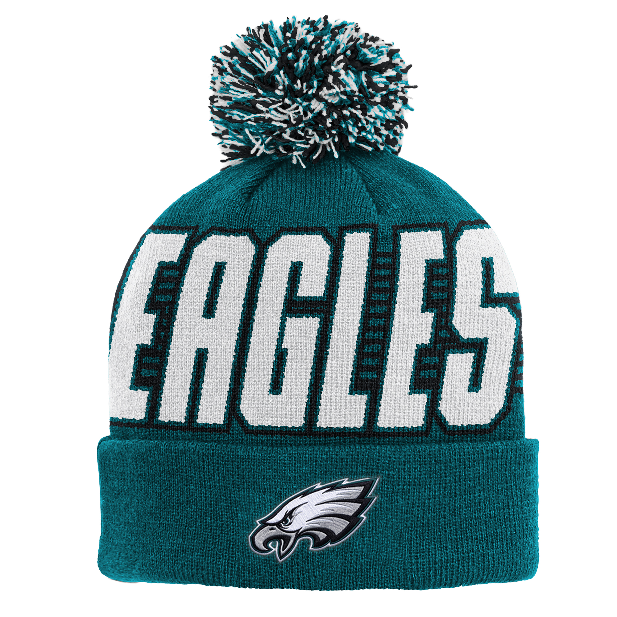 Youth Outerstuff Midnight Green Philadelphia Eagles Cuffed Knit Hat with Pom