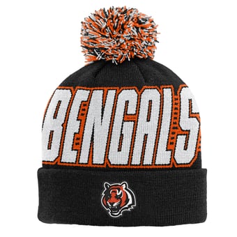Youth Outerstuff Black Cincinnati Bengals Cuffed Knit Hat with Pom