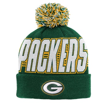 Youth Outerstuff Green Green Bay Packers Cuffed Knit Hat with Pom