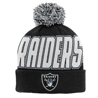 Youth Outerstuff Black Las Vegas Raiders Cuffed Knit Hat with Pom