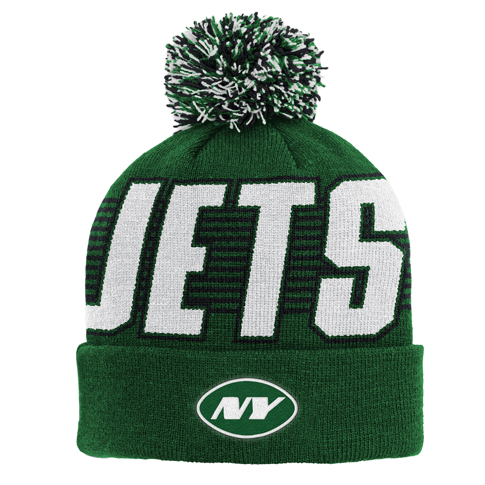 Youth Outerstuff Green New York Jets Cuffed Knit Hat with Pom