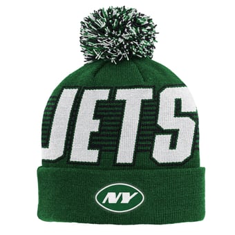 Youth Outerstuff Green New York Jets Cuffed Knit Hat with Pom