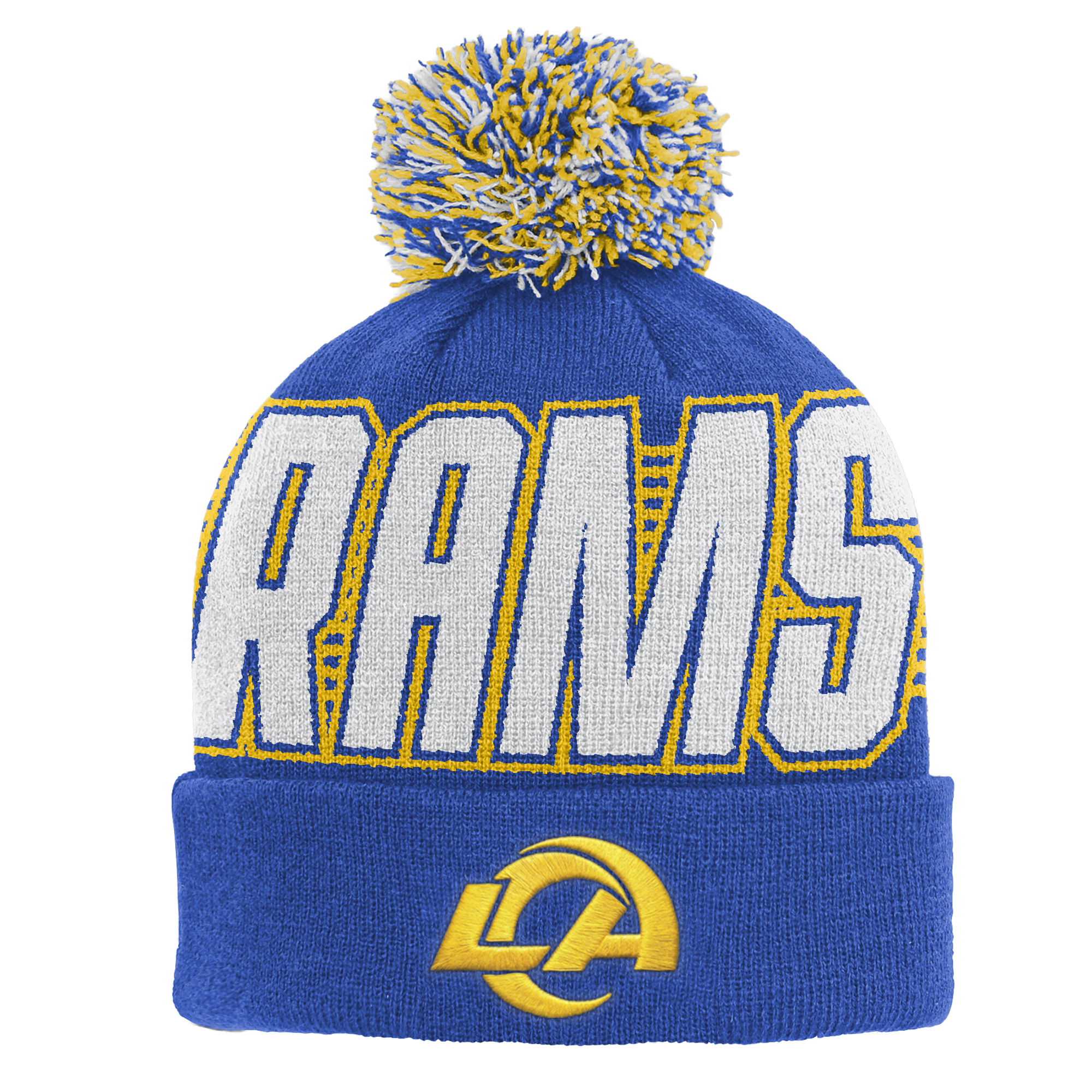 Youth Outerstuff Royal Los Angeles Rams Cuffed Knit Hat with Pom