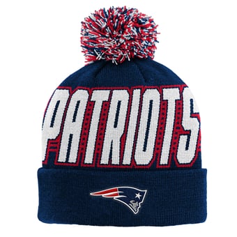 Youth Outerstuff Navy New England Patriots Cuffed Knit Hat with Pom
