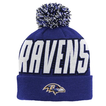 Youth Outerstuff Purple Baltimore Ravens Cuffed Knit Hat with Pom