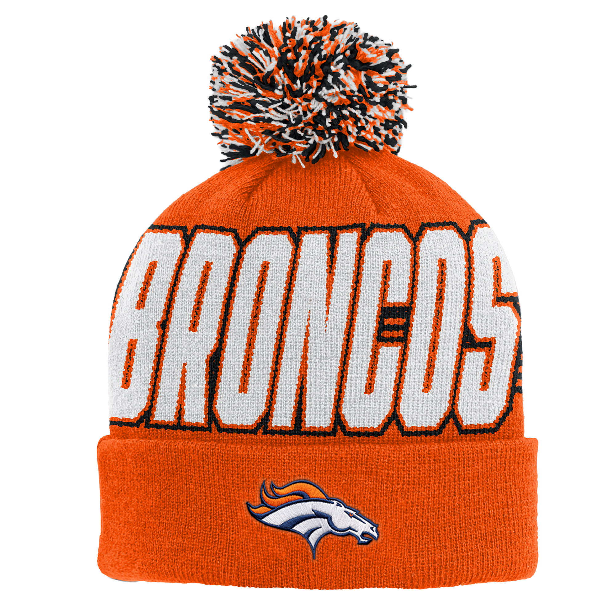 Youth Outerstuff Orange Denver Broncos Cuffed Knit Hat with Pom