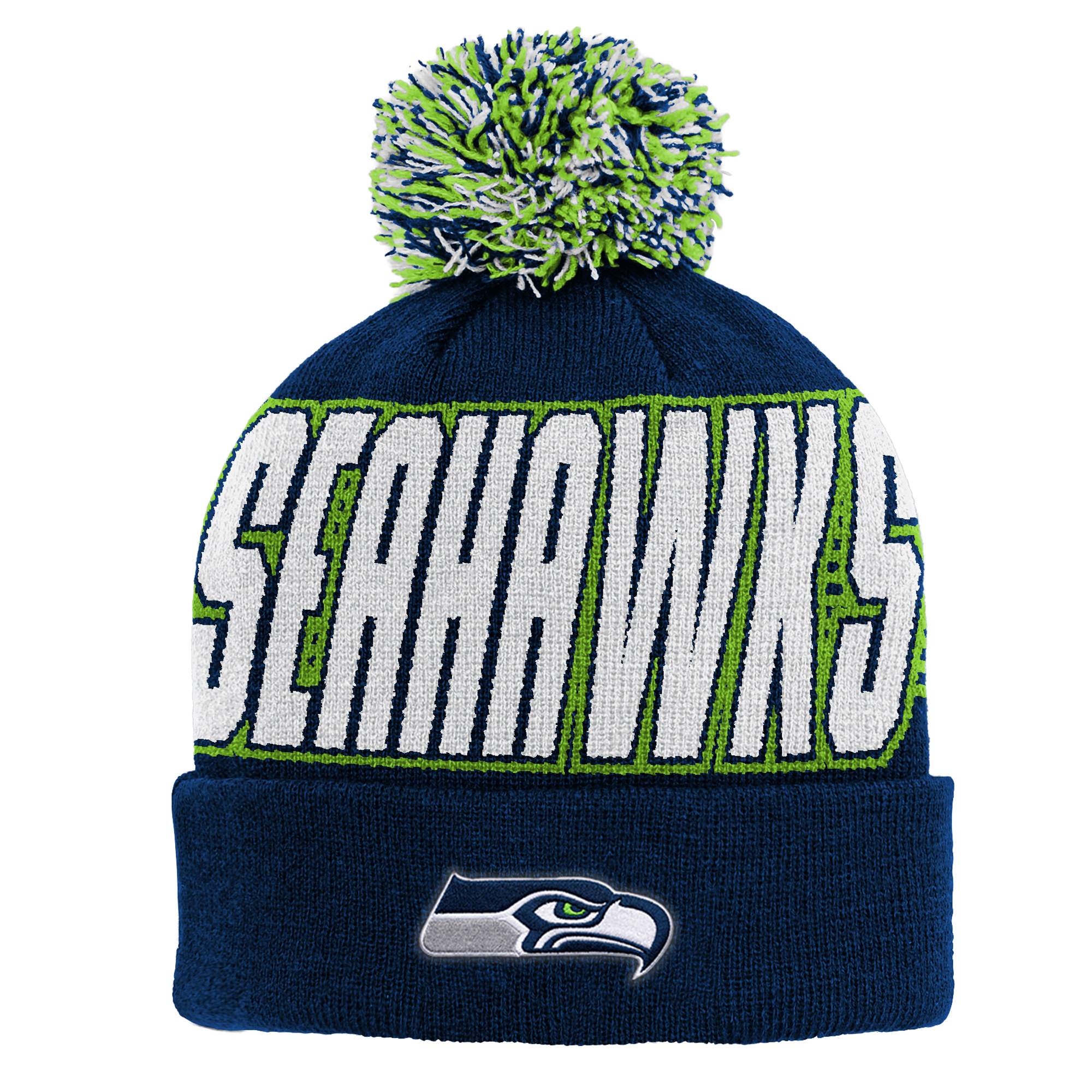 Youth Outerstuff College Navy Seattle Seahawks Cuffed Knit Hat with Pom