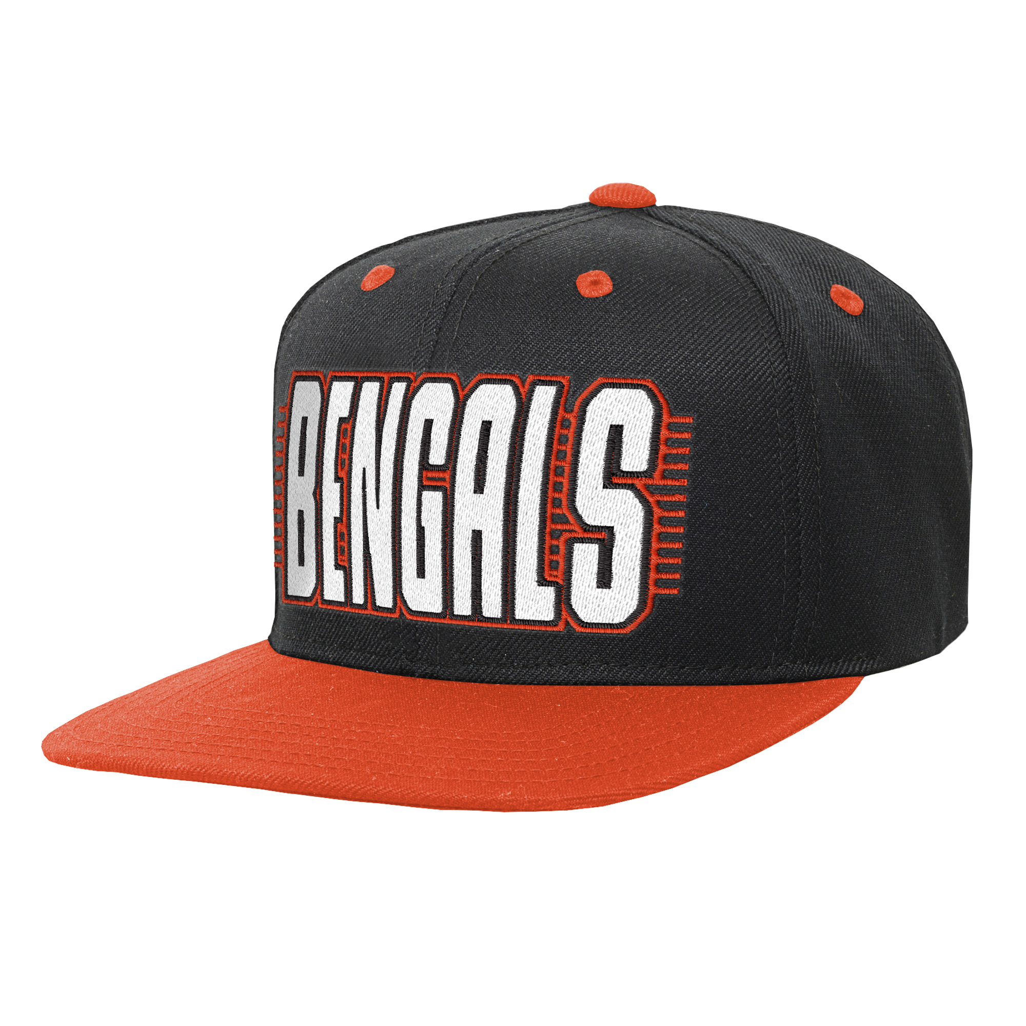 Youth Outerstuff Black/Orange Cincinnati Bengals Snapback Hat