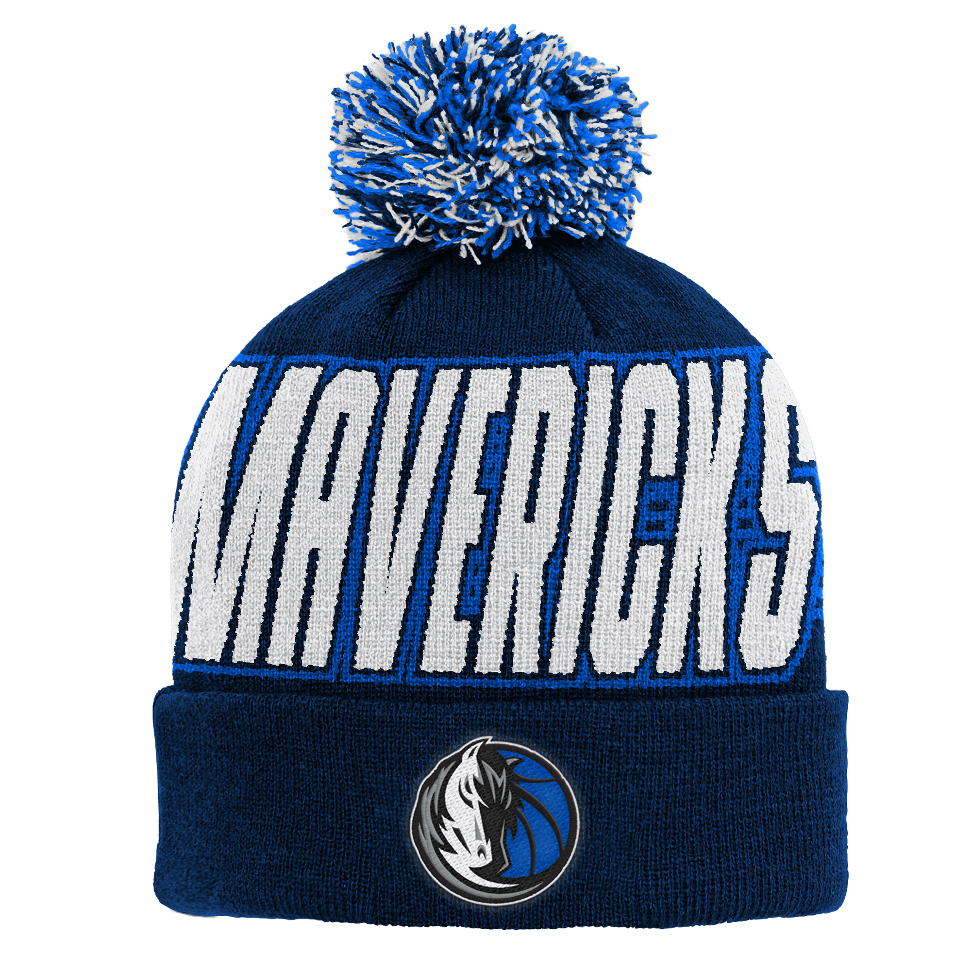 Youth Outerstuff Blue Dallas Mavericks Cuffed Knit Hat with Pom