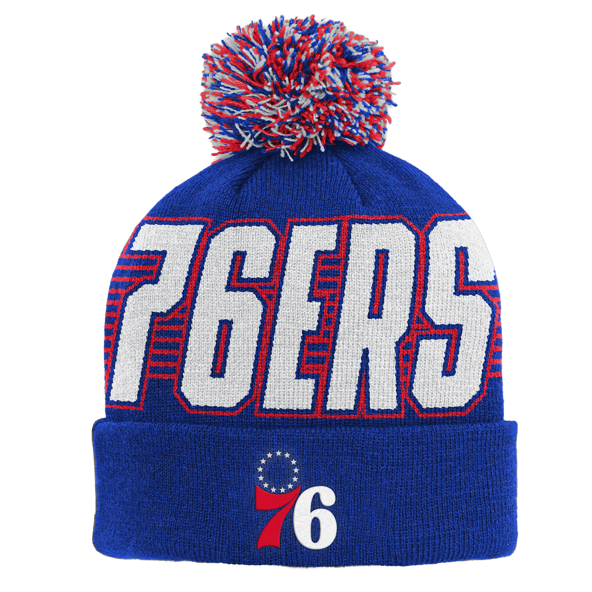Youth Outerstuff Royal Philadelphia 76ers Cuffed Knit Hat with Pom