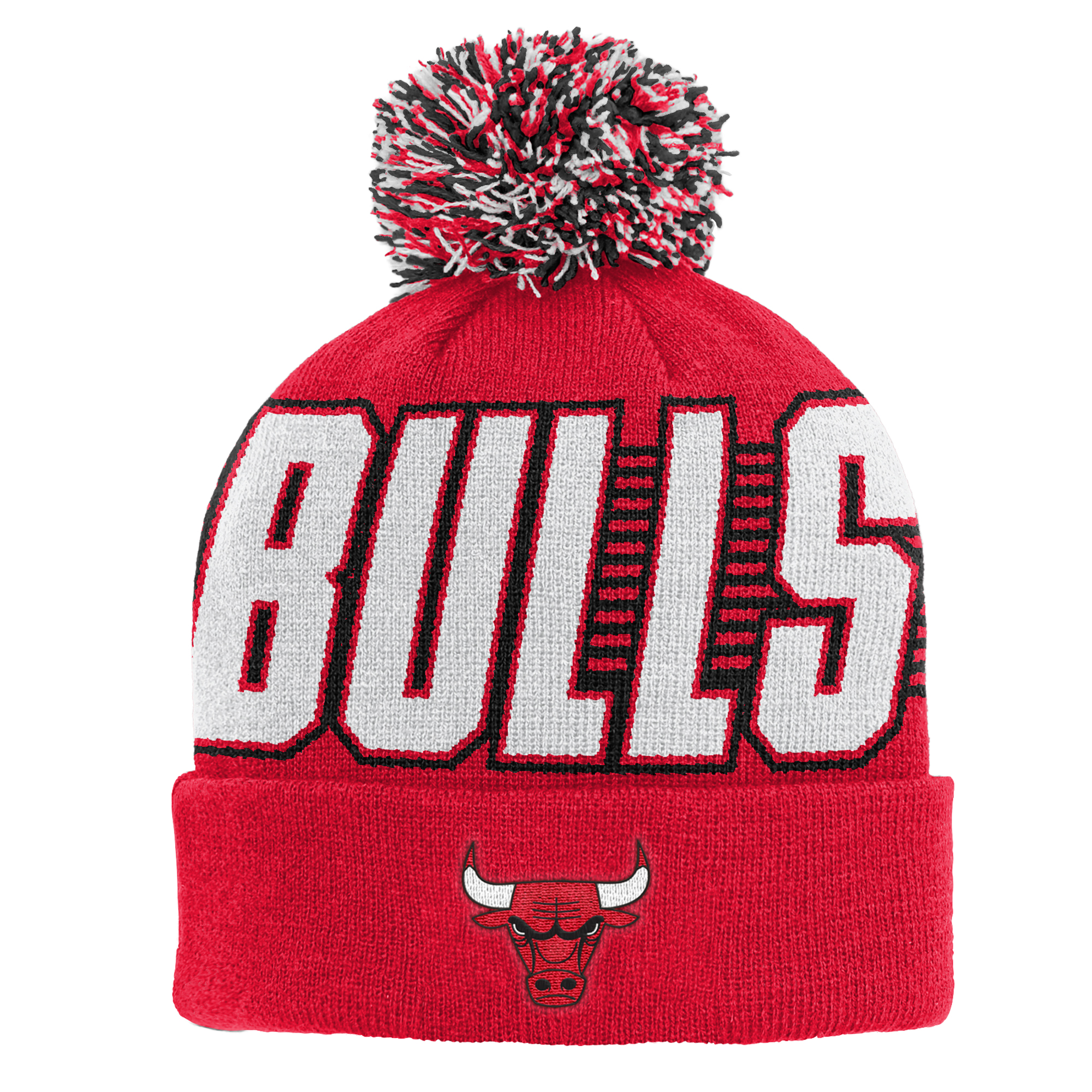 Youth Outerstuff Red Chicago Bulls Cuffed Knit Hat with Pom