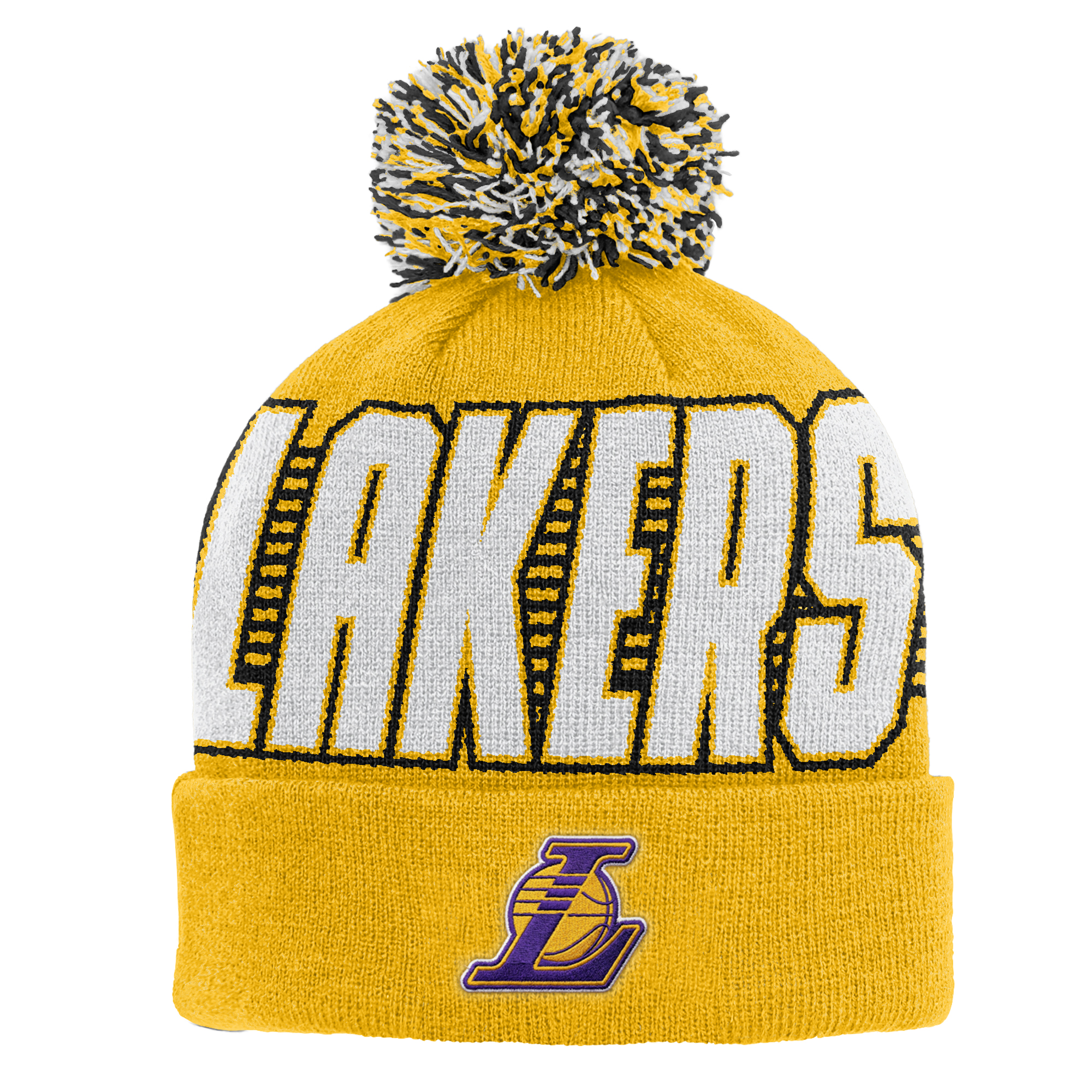 Youth Outerstuff Gold Los Angeles Lakers Cuffed Knit Hat with Pom