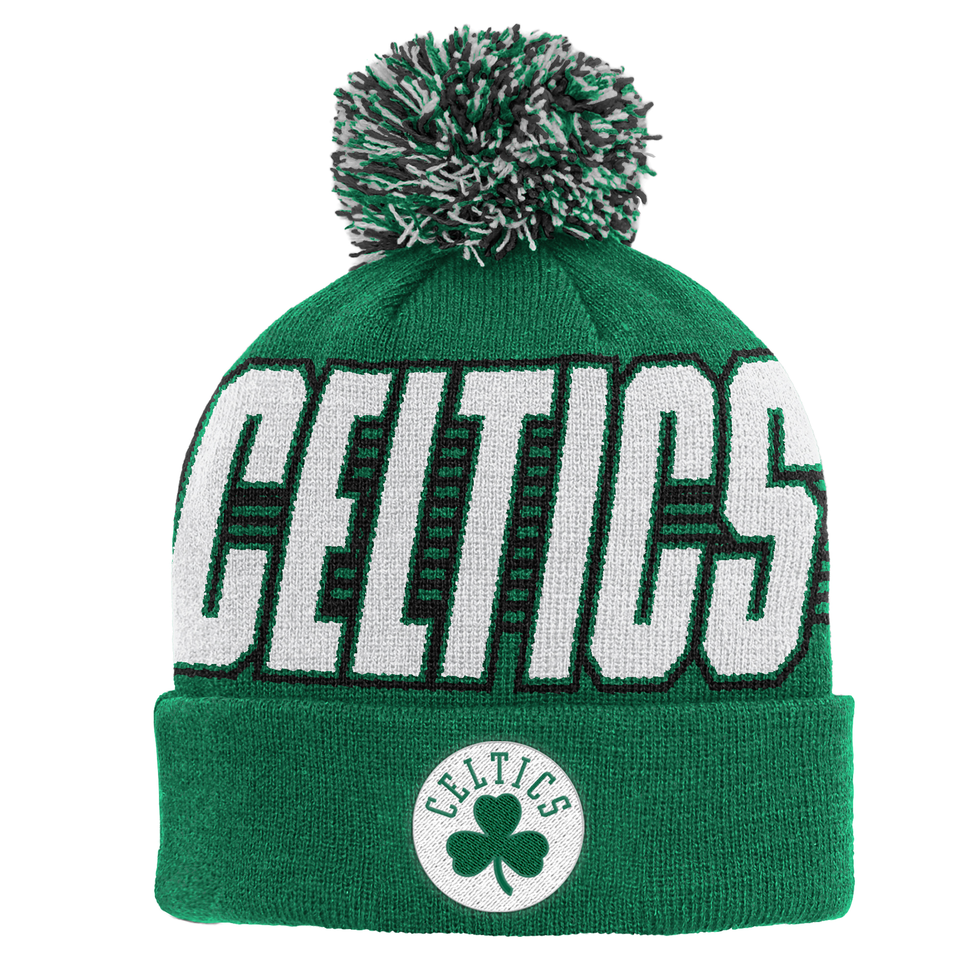 Youth Outerstuff Kelly Green Boston Celtics Cuffed Knit Hat with Pom