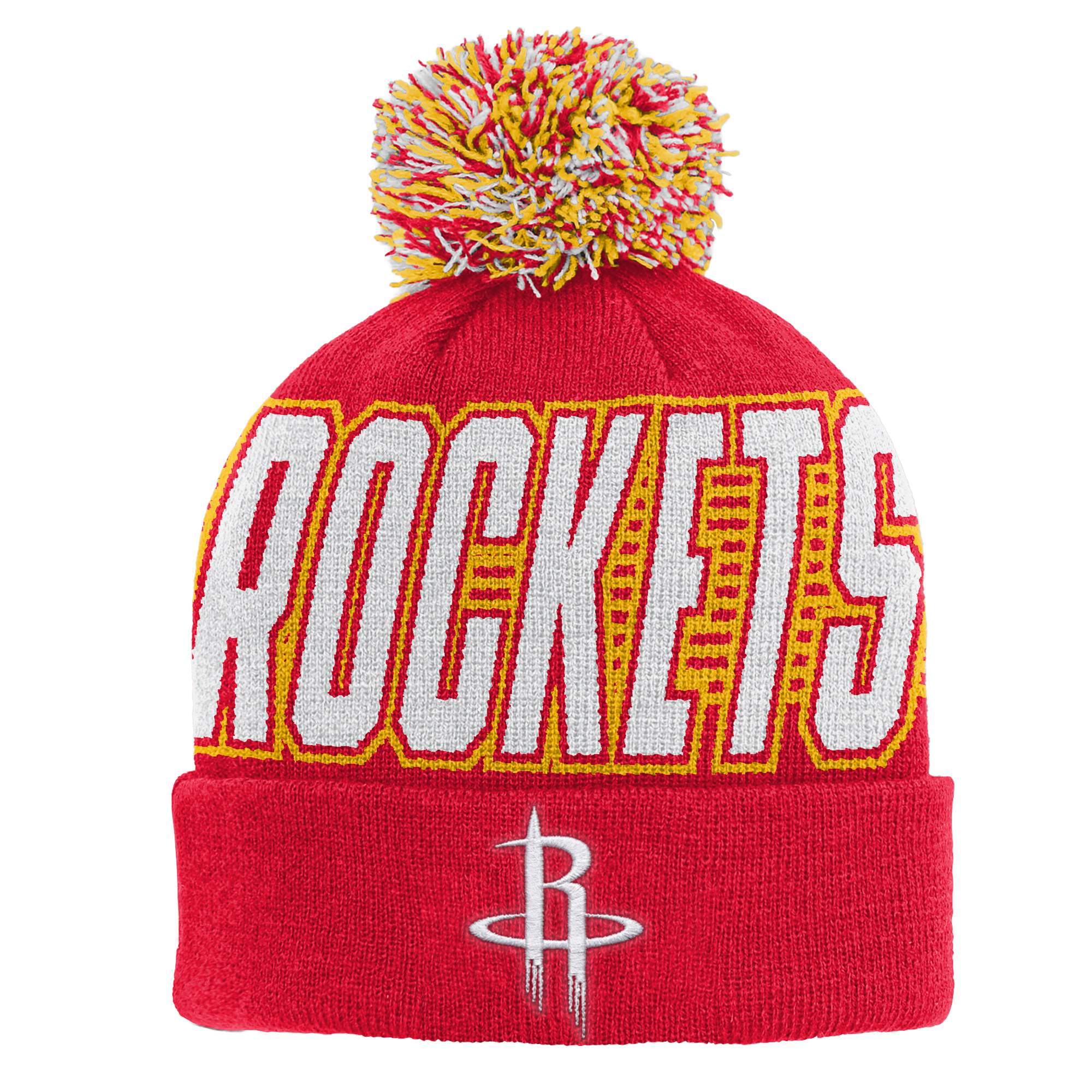 Youth Outerstuff Red Houston Rockets Cuffed Knit Hat with Pom