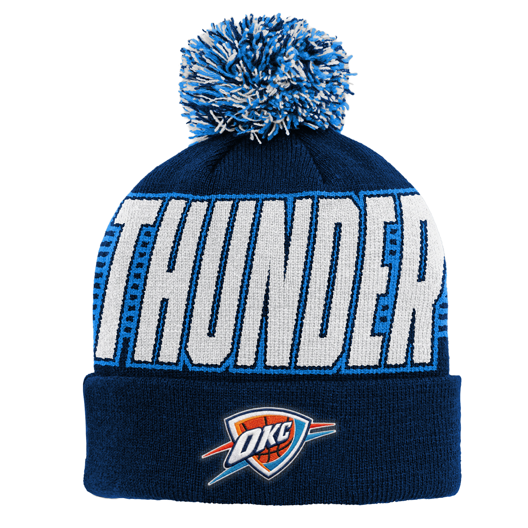 Youth Outerstuff Blue Oklahoma City Thunder Cuffed Knit Hat with Pom