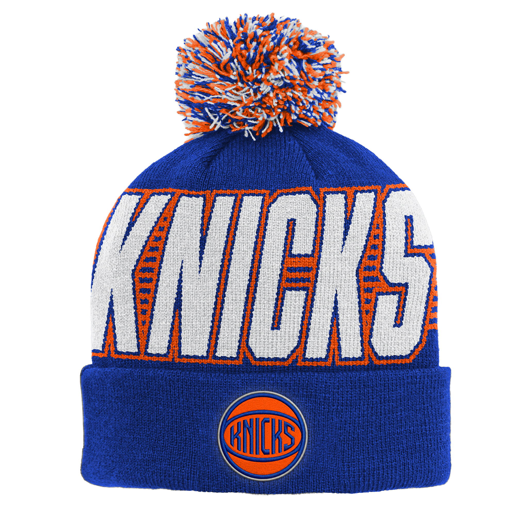 Youth Outerstuff Blue New York Knicks Cuffed Knit Hat with Pom