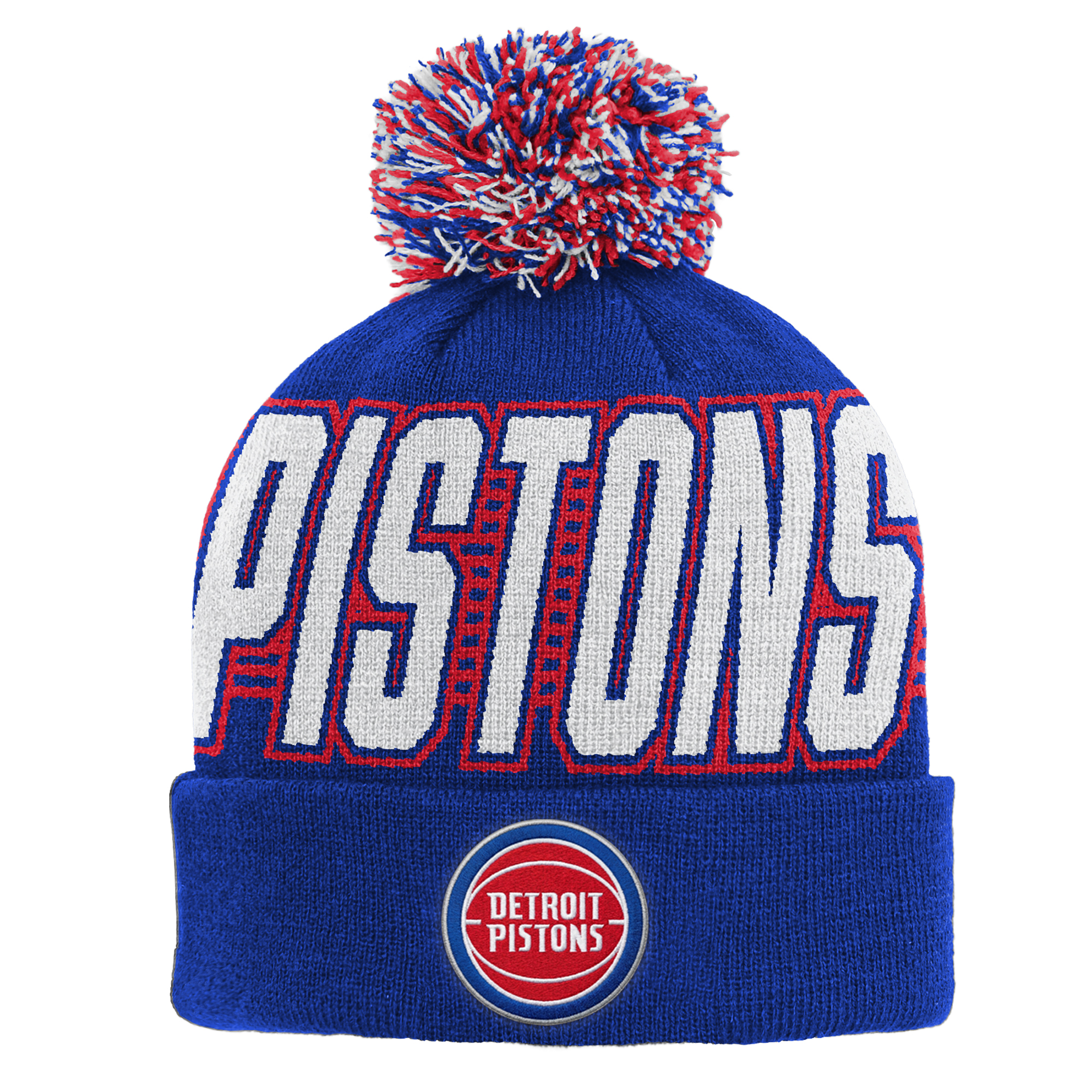Youth Outerstuff Blue Detroit Pistons Cuffed Knit Hat with Pom