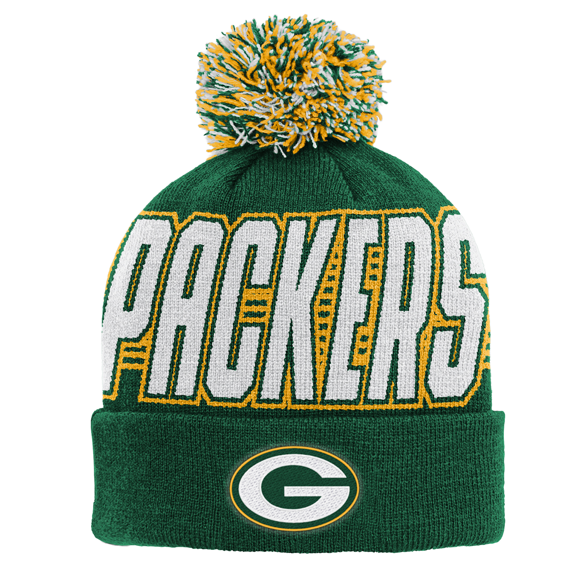 Preschool Outerstuff Green Green Bay Packers Cuffed Knit Hat with Pom