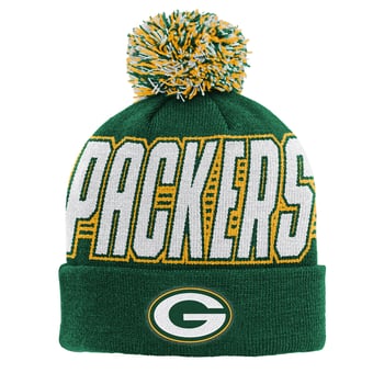 Preschool Outerstuff Green Green Bay Packers Cuffed Knit Hat with Pom