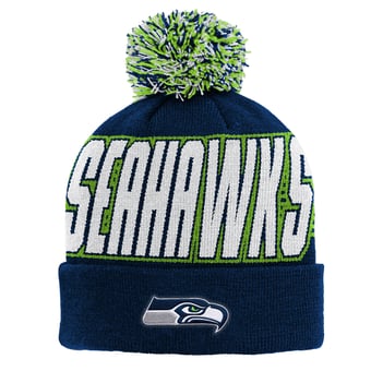 Preschool Outerstuff College Navy Seattle Seahawks Cuffed Knit Hat with Pom